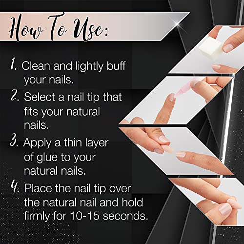 Ardell Nail Addict Press On Nails Artificial Nail Set - 27-Piece French Nail Tips, Ombre Fade, Reusable Acrylic Fake Nails