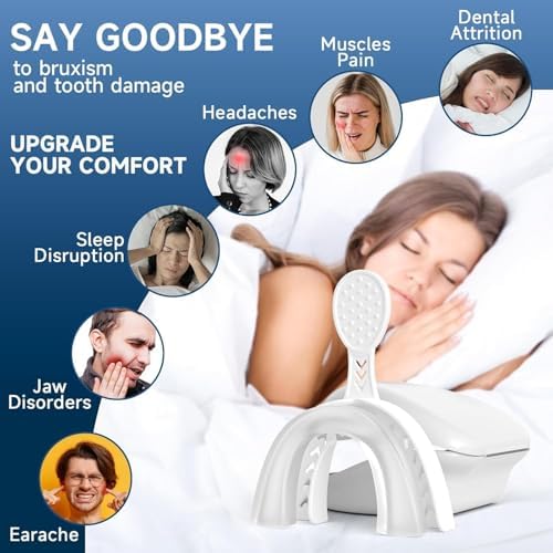 2 Pack Upgraded Night Guards for Teeth Grinding and Clenching, Standard Size, Professional Mouth Guard with Fitting Tray for Adults & Teens, Comfortable Solution for Clenching