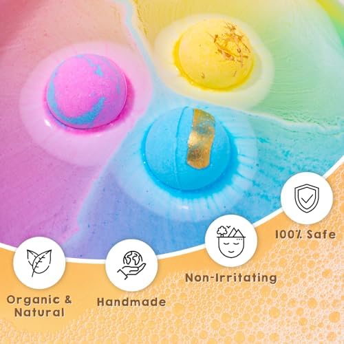 Bath Bombs for Women Gift Set, 12 Pack Handmade Bath Bombs Salt Balls, Perfect for Bubble Spa Relaxing, Moisturizing Dry Skin, Stress Relief, Birthday Valentines Gifts Idea for Men Women