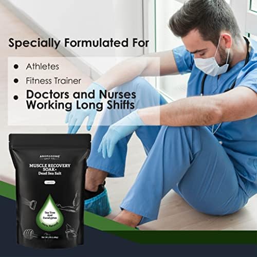 Aromasong Muscle Recovery Bath Soak 3 LB - Natural Bath Salt with Dead Sea Salt, Pure MSM, Magnesium Flakes & Essential Oils for Post Workout Soreness - Made in USA