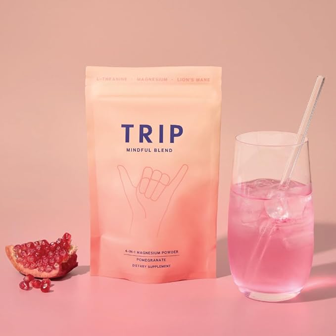 4-in-1 Magnesium Powder with L-Theanine & Lion’s Mane, Sugar Free Magnesium Supplement for Adults, 250mg Magnesium per Drink Mix Serving, Pomegranate Orange Blossom, 1 Bag - 30 Servings