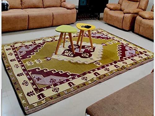 BalajeesUSA Outdoor Patio Rugs Clearance 6'x9' (183 cm x 274 cm) Red, Black, Lt Yellow, white 20171