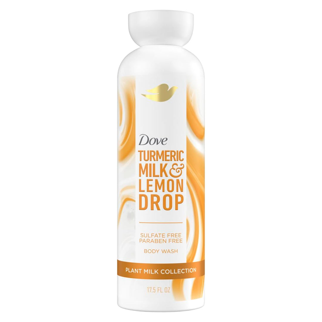 Dove Plant Milk Cleansing Body Wash Turmeric & Lemon for Moisturized Skin Gentle Cleanser, No Sulfates or Parabens, pH balanced 17.5 fl oz
