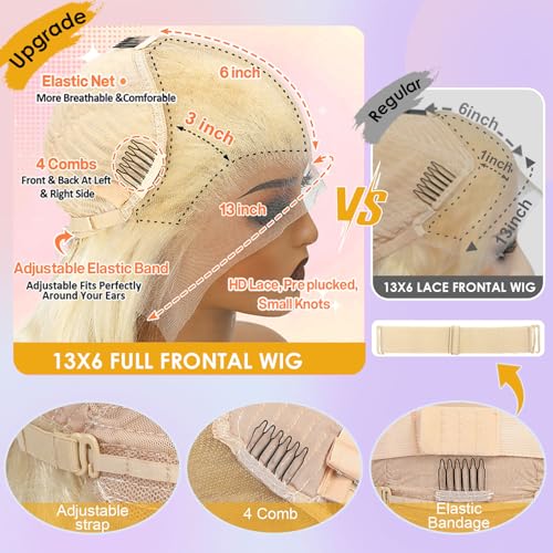 30 Inch 613 Lace Front Wig Human Hair 220 Density 13x6 Body Wave HD Lace Front Wigs Human Hair Pre Plucked Blonde Wig Human Hair 10A HD Lace Frontal Wig 13x6 Glueless Wigs Human Hair for Women