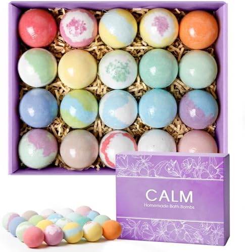 20PCS Bath Bombs for Women Presents Set Natural Wonderful Fizz Effect Bath Bomb with Shea Butter & Essential Oils, Bubble Bath Mothers Day Presents for Mom, Wife, Girlfriend
