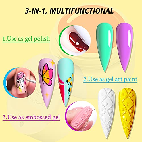 SAVILAND Gel Paint Kit: 48 Colors Nail Art Painting Gel Nail Polish Set with 15pcs Nail Art Brushes for Drawing Painting Home & Salon Manicure DIY