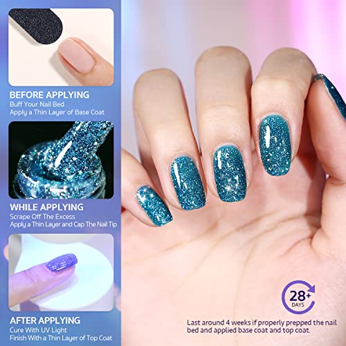 GAOY Disco Glitter Gel Nail Polish Set, 6 Sparkle Rainbow Colors Gel Kit for Nail Art DIY Manicure and Pedicure at Home