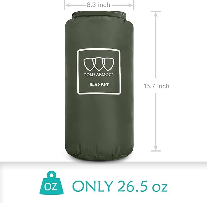 Gold Armour Camping Blanket - Puffy, Packable, Lightweight & Compact Insulated Camping Quilt for Outdoor - Backpacking, Beach, Stadium, Camp, Travel and Hiking Gear Essentials (Olive Green)