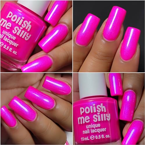 Barbee On The Glow - Neon Pink Blue NEON Glow Pop Collection MultiColor Shifting: Mylar Oil Slick Indie Nail Polish