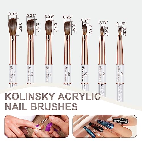 Acrylic Nail Brush Size 8, 100% Real Kolinsky Art Nail Brush for Acrylic Powder Application, Handmade Women Manicure Nail Extension Tool for Professional DIY Home Salon and Beginners