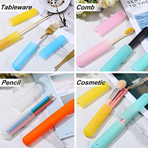 90 Pack Travel Toothbrush Case Holder Bulk Breathable Portable Toothbrush Storage 7 Assorted Color Plastic Toothbrush Container for Home Outdoor Traveling Trip Camping, 8 x 1.2 Inch