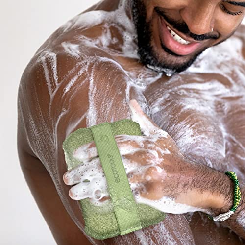 EcoTools Exfoliating Body Buffer, for Body Cleansing, Designed with Strap, Sustainable and Vegan Body Scrubber, 4 Count (Pack of 1)