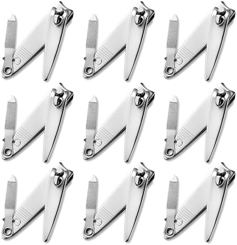 Nail Clippers with File Bulk - 24 Pack Multipack for Women & Men, Swing-Out Nail Cleaner, 2.36-Inch Fingernail Clippers Attached Filer, Durable Small Mini Clippers Bulk (24 Count)