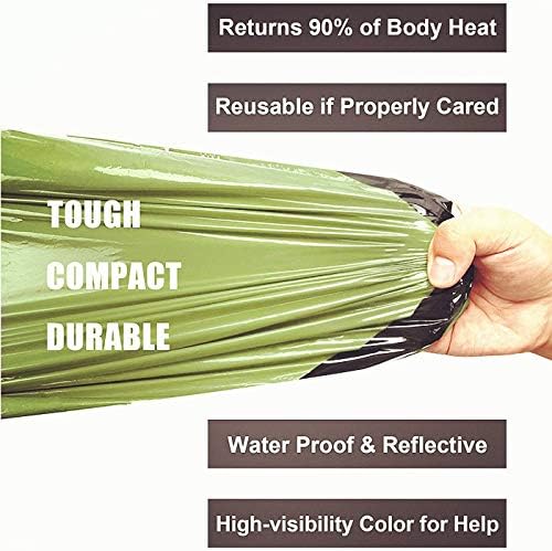 2-Person Emergency Sleeping Bag, Ultra Lightweight Waterproof Thermal Bivy Sack Cover, XL Emergency Shelter Survival Kit for Hiking Outdoor Camping …