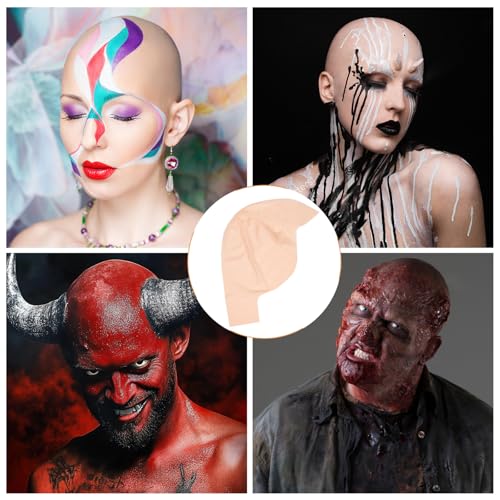 Latex Bald Cap SFX Makeup Kit,Bald Wig Cap with Skin Water-Based Acrylic Adhesive(Bonding Skin Glue) for Men Adult,Bald Caps Perfect for Halloween Costumes, Cosplay, and Theater