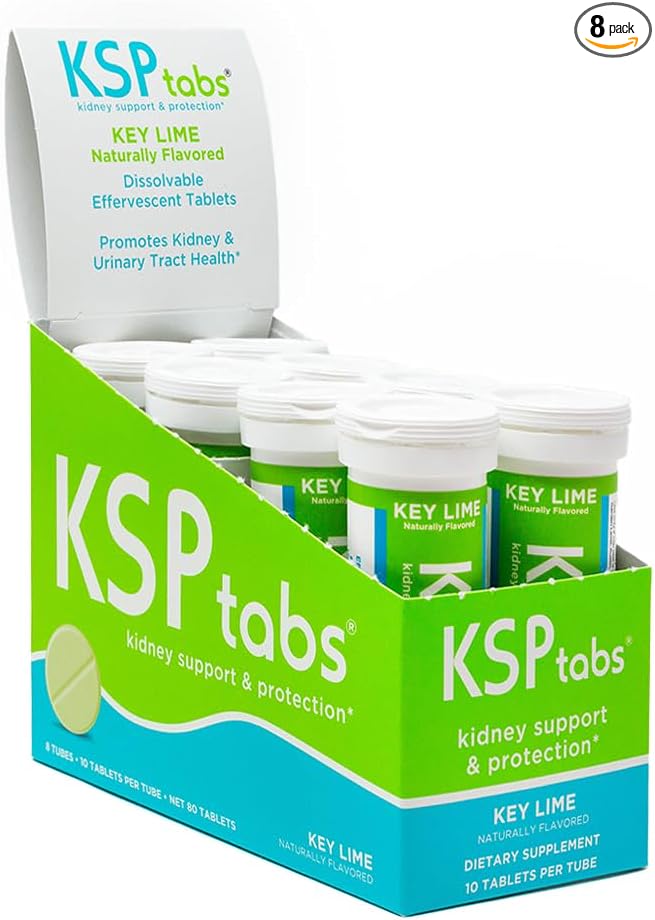 Key Lime All Natural Hydration & Kidney Health Supplement to Combat Calcium Oxalate Crystal Formation, 80 Tablets
