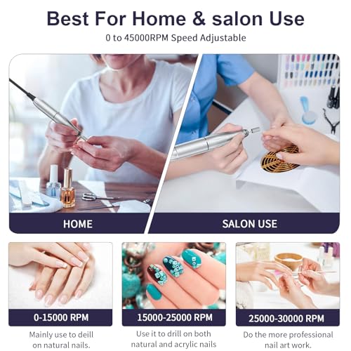 45000RPM Electric Machine Set With LCD Screen File Machine For Acrylic Gels Nails Manicures