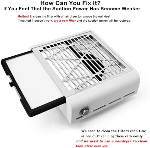 AONOLOVO Nail Dust Collector, Powerful Nail Vacuum Dust Collector Nail Tech Extractor Fan Manicure Tool for Acrylic Nails Removal, White