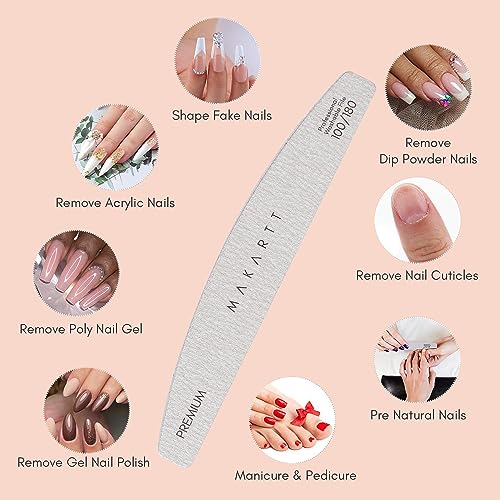 Makartt Nail File, 100/180 Grit 20 Pcs Nail Files for Natural Nails, Professional Strong Emery Boards for Nails Doubled Sides Washable Fingernail Files Manicure Tool Set