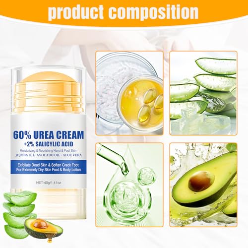 60% Urea Hydrating and Anti-Cracking Foot Cream, 2025 Upgraded Moisturising and Relieves Cracking and Dryness Foot Cream, Foot Lotion Heel Stick Repairs and Hydrates Dry and Cracked Feet and Hand (1)