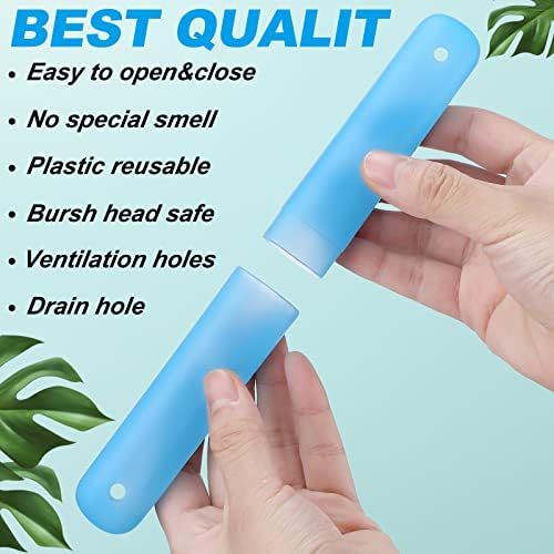 90 Pack Travel Toothbrush Case Holder Bulk Breathable Portable Toothbrush Storage 7 Assorted Color Plastic Toothbrush Container for Home Outdoor Traveling Trip Camping, 8 x 1.2 Inch