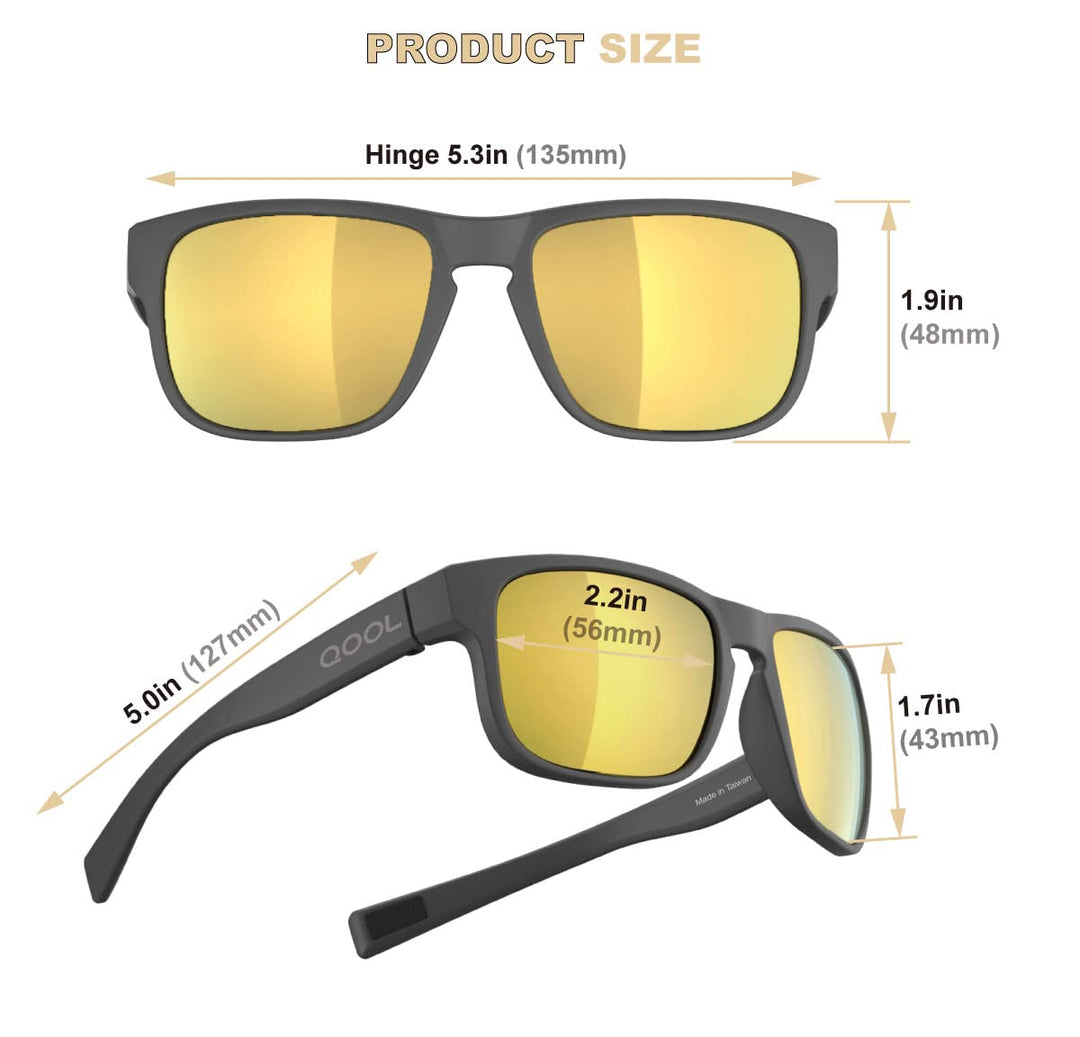 QOOL TIMES Living out your F11 HD Polarized Gold lens Casual sport Sunglasses Men Women Running