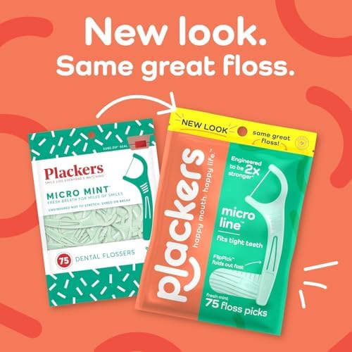 Plackers Micro Mint Dental Floss Picks, 90 Count (Pack of 3)