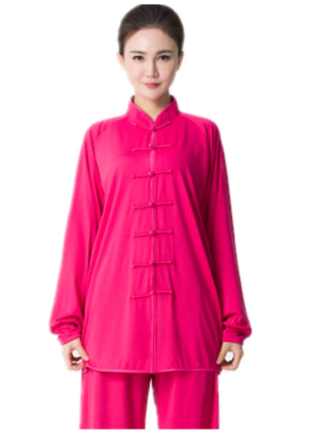 BJSFXDKJYXGS Tai Chi Uniform Luxurious Milk Silk Stretch Taichi Suits Traditional Tai Chi Clothing for Your Tai Chi Exercise(Milk Silk Rose, X-Large)
