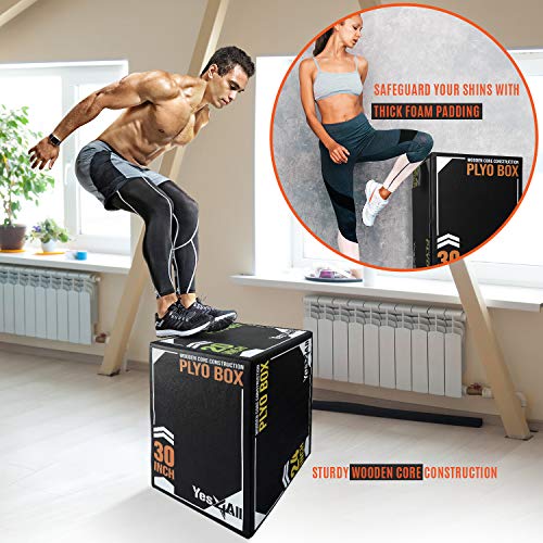 Yes4All 3-in-1 Soft Plyo Box Wooden Core – for Shins - Non-Slip Multi-Use Plyometric Box for Jumping, Conditioning, and Strength Training - Alley-Oop - 16x14x12