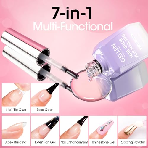 Gellen Gel Nail Kit Easy Nail Extension Set, 504Pcs Pre-Shaped Medium Almond x Gel Nail Tips, Gel Nail Glue, Nail Dehydrator, Mini LED Nail Lamp, Nail Clipper & Files, Home DIY Nail Art Manicure Gift