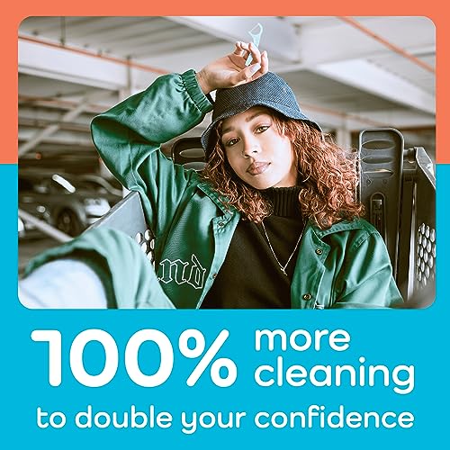 Plackers Twin-Line Dental Flossers, Advanced Whitening and Dual Action Flossing System, Easy Storage, Super Tuffloss, 2X The Clean, Cool Mint Flavor, 150 Count (Pack of 4)