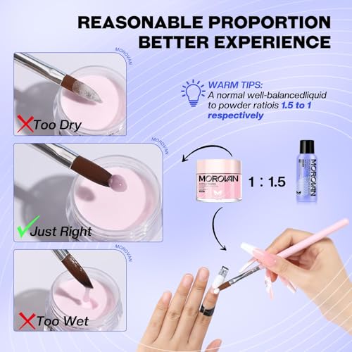 Morovan Monomer Acrylic Nail Liquid 8oz for Acrylic Powder - Professional Monomer Acrylic Nail Liquid For Acrylic Nail Extension Non-Yellowing MMA-Free