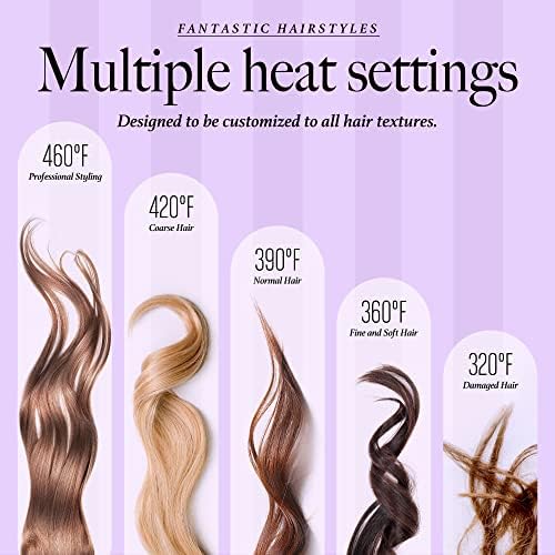 2-in-1 Hair Straightener & Curler, 2 Inch Plate, 8.5" Extra-Large Ceramic Iron with 20M Anions (Purple)