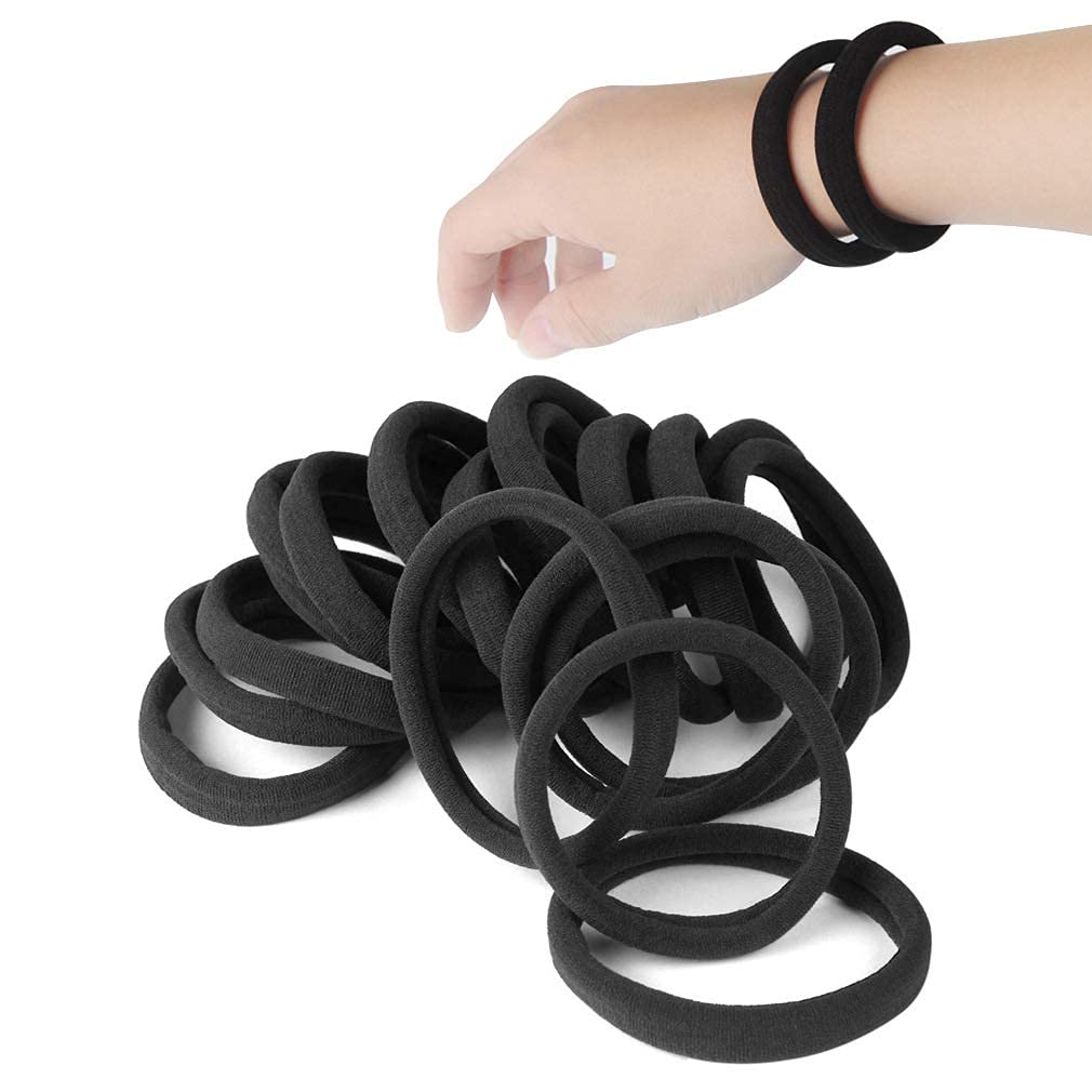 20 Pcs Large Hair Ties For Thick Hair Black Hair Bands For Women Men And Girls No Damage Stretchy Ponytail Holders For Braids (5