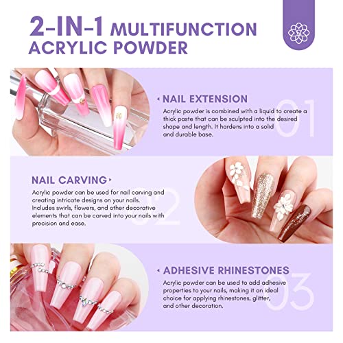 SAVILAND Acrylic Nail Kit with Drill: Professional Clear Pink White Acrylic Powder and Liquid Set with Brush for Beginner Application at Home Salon DIY Nail Extension