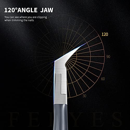 FERYES Toenail Clipper Straight Blade for Ingrown and Thick Nails - Stainless Steel and Sharp Pointed Tip Ingrown Nail Clipper – Wide Jaw Toe Nail Cutter Podiatry Tool Dark Gray