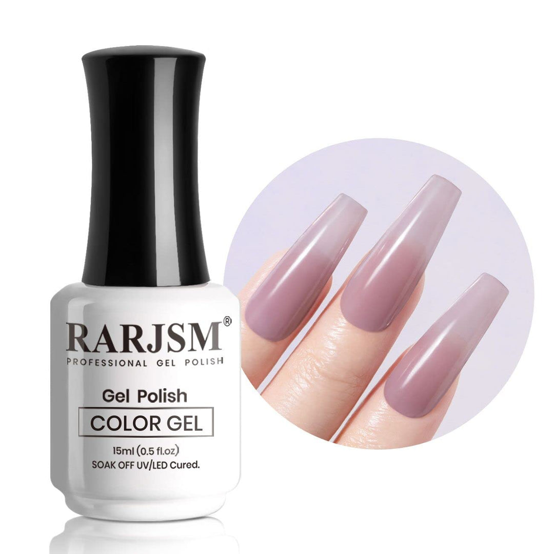 Rarjsm Sheer Purple Gel Nail Polish Translucent Clear Gel Polish French Manicure Milky Natural Transparent Gel Polish Grey Purpl