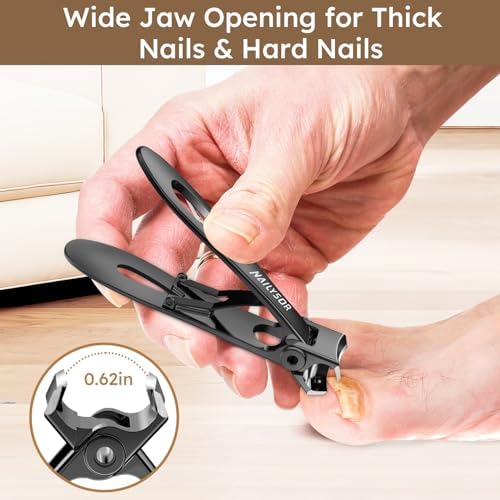 2025 Toenail Clippers for Thick Nails for Seniors, Nail Clippers for Men Angled Head, Toe Nail Clippers Wide Jaw Opening with Catcher, Heavy Duty Ingrown Toenail Clippers Long Handle