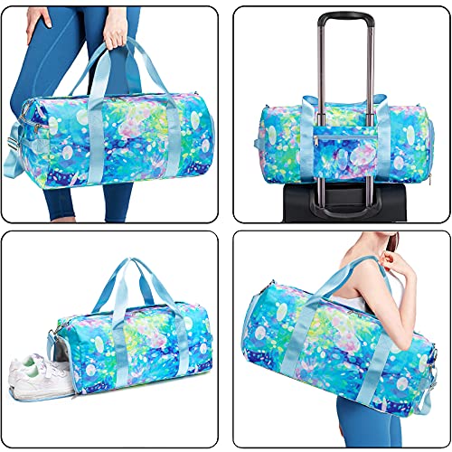 BLUBOON Duffle Bag Girls Kids Cute Gym Bag with Shoes Compartment & Wet Separation Waterproof Sports Overnight Travel Bag