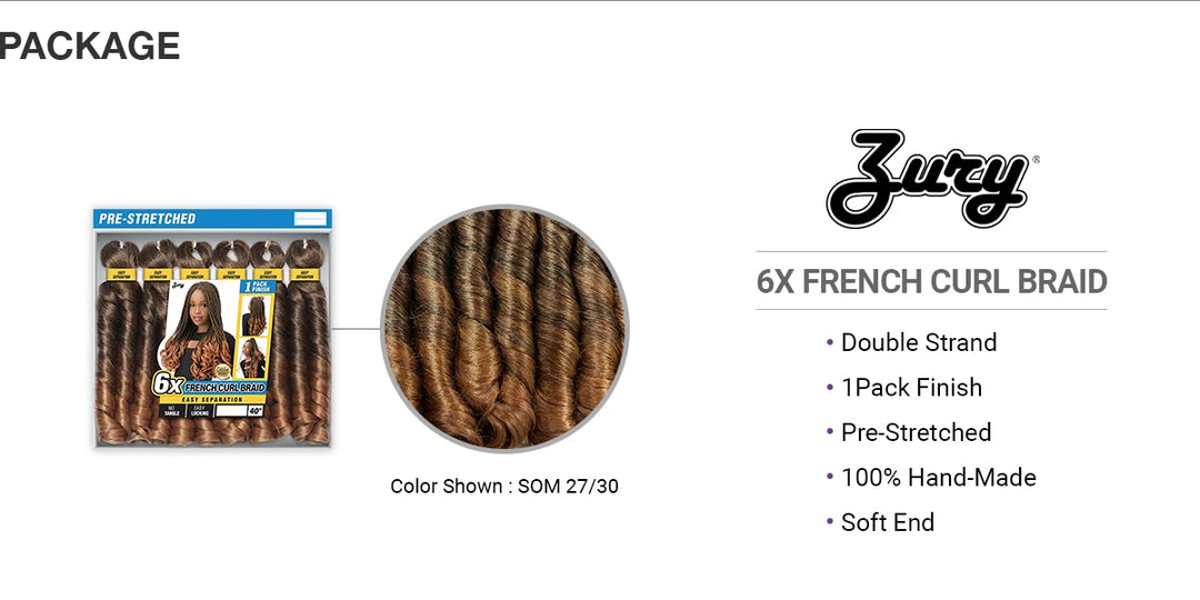 Royal Zury Crochet Braids Hand Made French Curl Braid 6X (FS 1B/30)