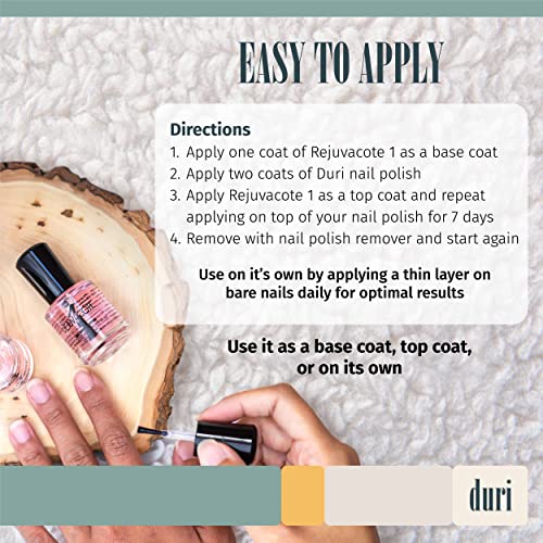 duri Rejuvacote 1 Nail Growth System - Maximum Strength | Nail Strengthener for Damaged Nails from Gel, Acrylic Manicure | Grow Long Natural Fingernails Fast - 0.45 fl. oz.