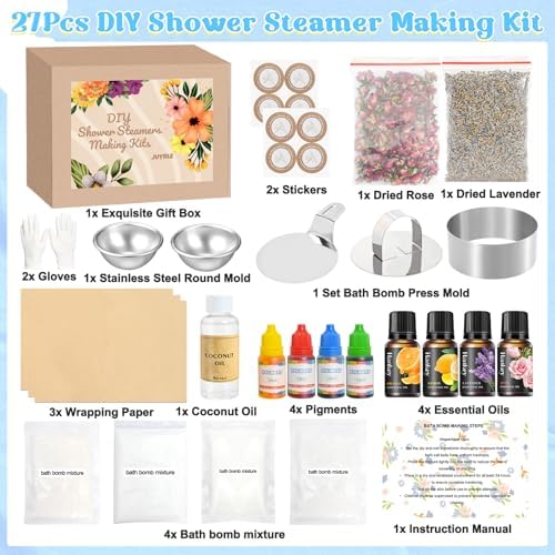 Bath Bomb Making Kit- 49Pcs DIY Bath Bomb Kit for Aldult, Make Your Own Shower Bombs, Spa Craft Kits with Bath Bomb Press, Molds, Bath & Bathing Making Supplies Gifts for Mom Women