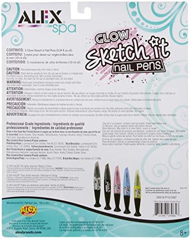 Alex Spa Glow Sketch It Nail Pens Girls Fashion Activity, Nail Designs that Can Glow in the Dark, Create Long Lasting Looks with Beautiful Nail Polish , For Ages 8 and up