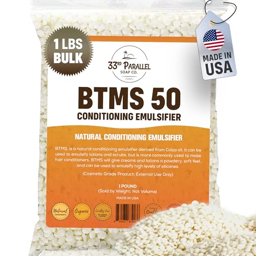 33rd PARALLEL | BTMS 50 (1 LBS / 16 Oz) Conditioning Emulsifier | 100% Natural Plant Derived | Behentrimonium Methosulfate Cetearyl Alcohol Emulsifying Conditioner | Product of USA (1 POUND)