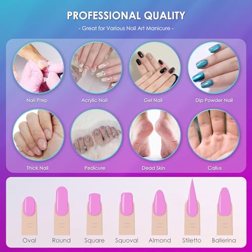 26PCS Nail Drill Bits Set with Holder Case, 3/32 inch Ceramic Safety Bits for Nail Drill, Diamond Cuticle Efile Nail Drill Bits, Remover Bits for Acrylic Gel Nail Tech Manicure Pedicure, Home Salon