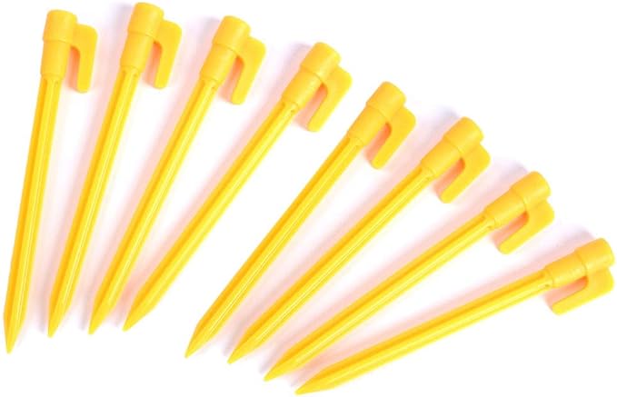 8pcs Outdoor Camping Tent Stakes Pegs Pins Trip Plastic Tent Nails Yellow Tent Accessories