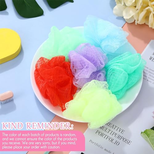 72 Pack Bath Loofah Bulk Sponge Mesh Shower Ball Mini Loofah Travel Size Body Scrubber Exfoliator Shower Bath Pouf Assorted Colors for Kids Women Men Wash Bathroom