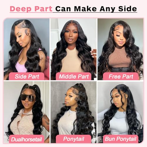 13X6 Body Wave Lace Front Wigs Human Hair 12A 250% Density 30 Inch Lace Frontal Wigs Human Hair Glueless HD Lace Front Wigs Human Hair pre Plucked with Baby Hair Natural Color