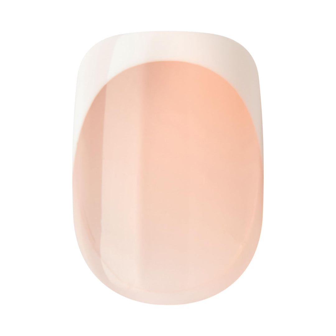 KISS imPRESS No Glue Mani Press-On Nails, French, 'Model', Light Neutral + White Tip French, Short Size, Squoval Shape, Includes 30 Nails, Prep Pad, Instructions Sheet, 1 Manicure Stick, 1 Mini File