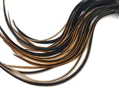 Moonlight Feather | 6 Pieces - Furnace Thick Long Rooster Hair Extension Feathers Whiting Hackle